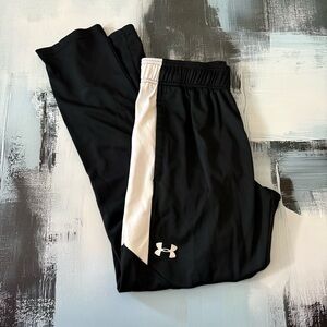 Under Armour Men’s Track Pants Medium Black White Stripe Athletic Training